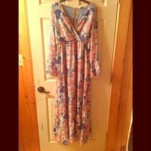 Pink Blush Maternity long floral dress